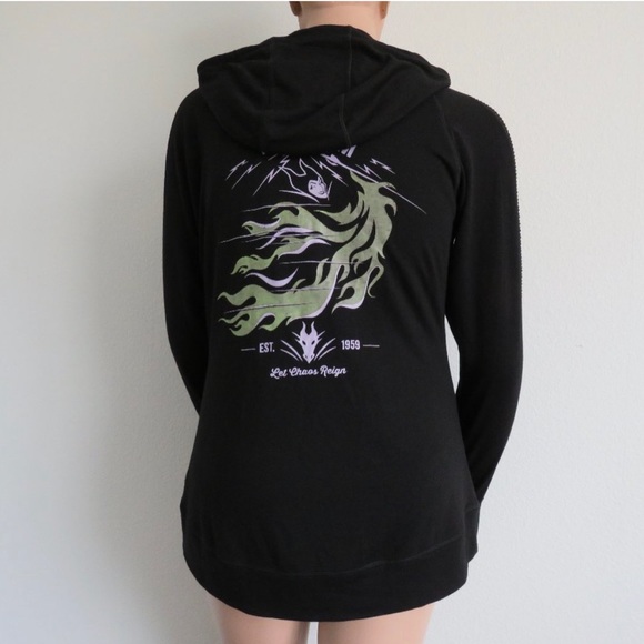 'TORRID Disney Sleeping Beauty Maleficent Black Mesh Shoulder Active Zip Hoodie - Picture 7 of 8